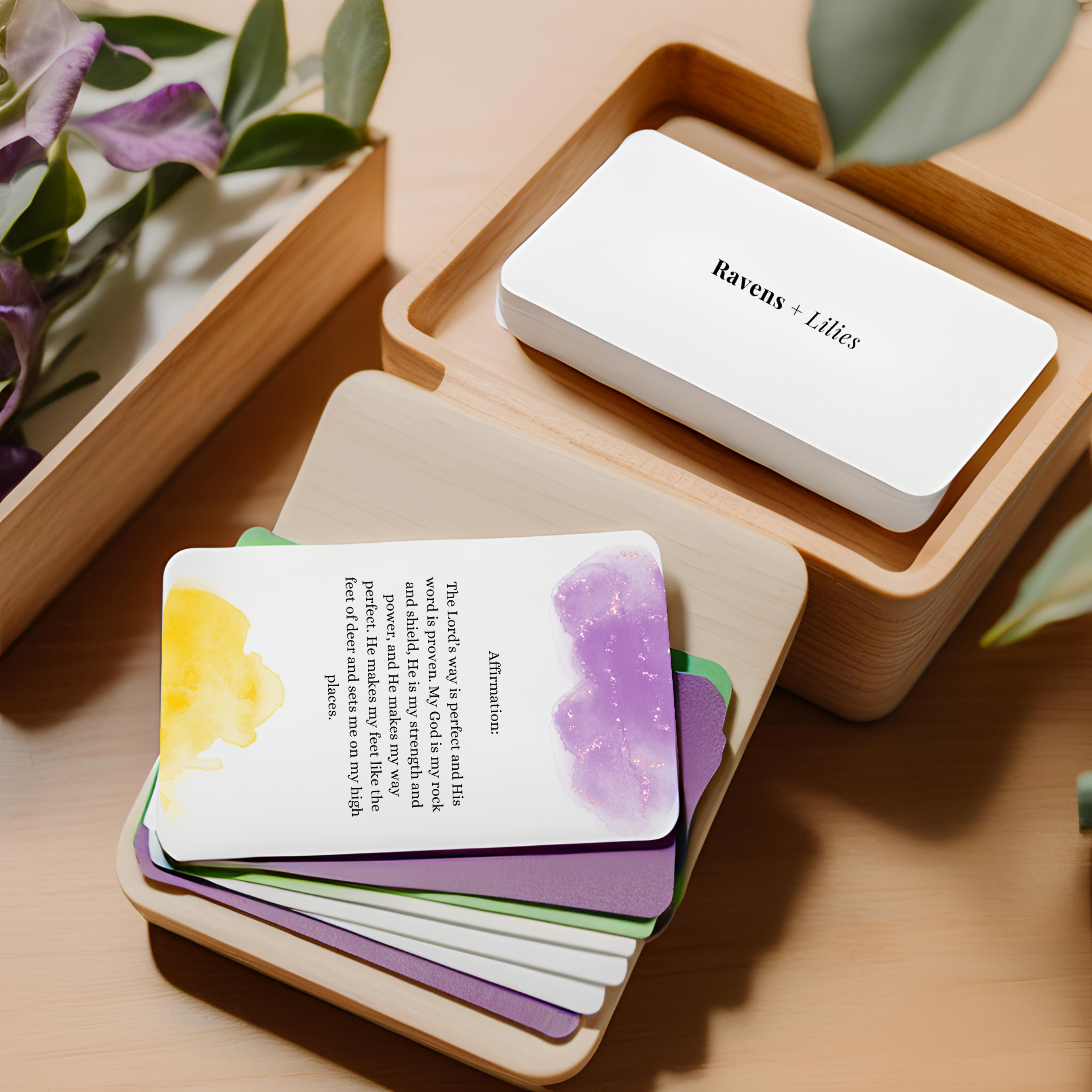 Small, elegant affirmation cards with watercolour and minimalist designs, inspired by Bible verses for encouragement and reflection.