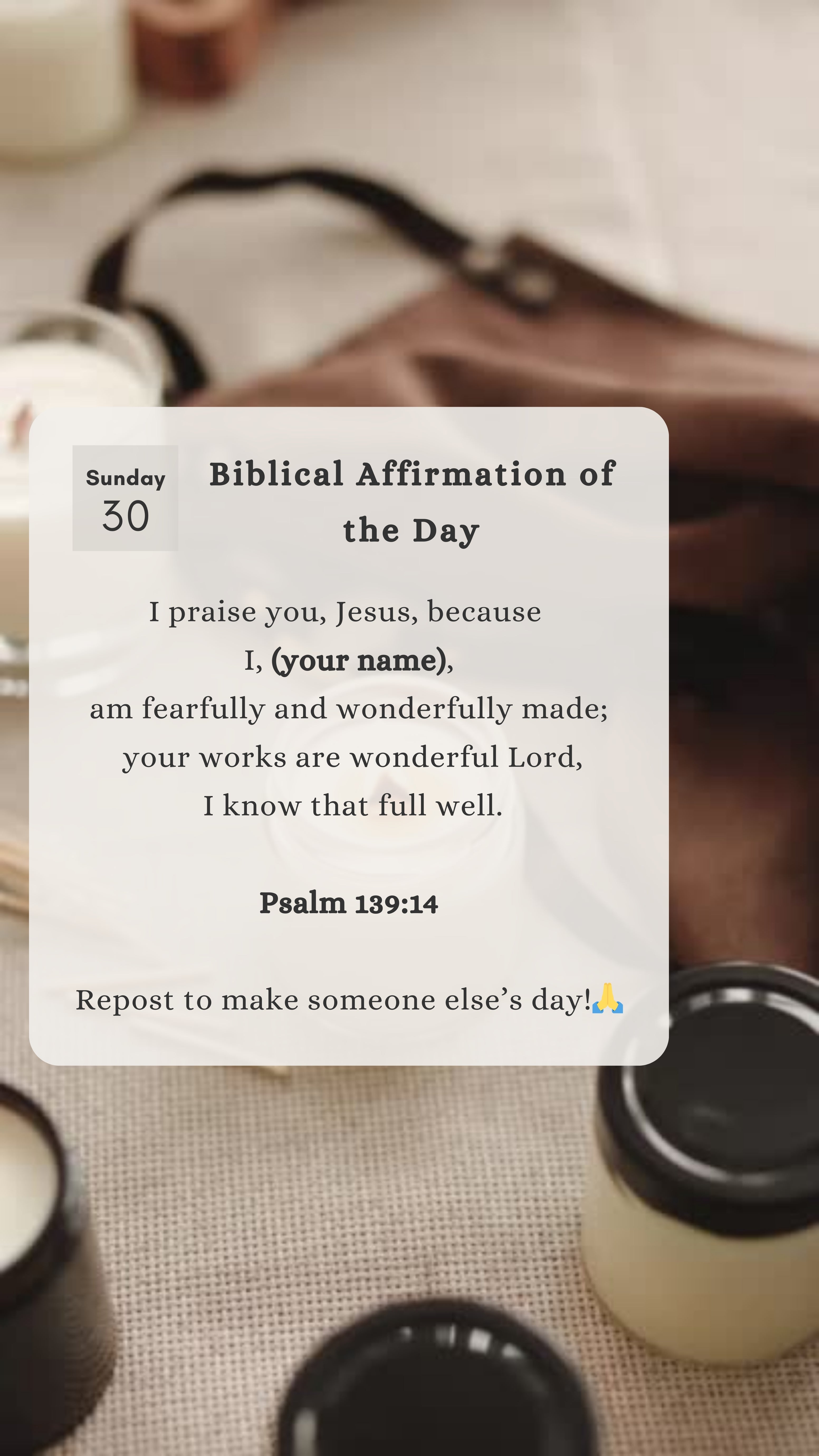 psalm 139:14 ravens and lilies instagram post with an affirmation made from that scripture.